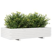 VidaXL Plantenbak 110x60x26,5 cm massief grenenhout wit - thumbnail