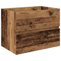 Wastafelkast met ingebouwde wasbak en kraan oud houtkleurig - thumbnail