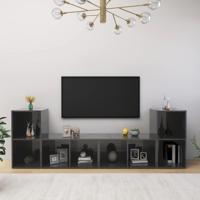 Tv-meubelen 4 st 72x35x36,5 cm bewerkt hout hoogglans grijs - thumbnail
