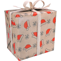 Cadeaupapier 50cm 200m 70gr bruin kraft Kerst muts - thumbnail
