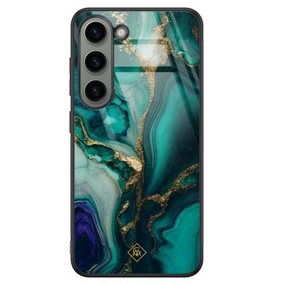 Samsung Galaxy S23 glazen hardcase - Marmer groen goud