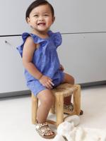 Combishort babymeisje met borduurwerk felblauw - thumbnail