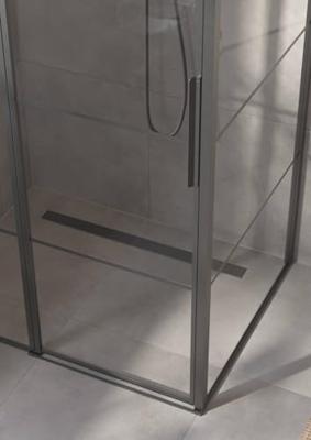 Saqu Devine industriële douchecabine met draaideur incl. antikalk 120x90x210cm mat zwart