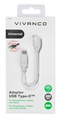 Vivanco Mobiele telefoon Adapter [1x Micro-USB-bus - 1x USB-C 2.0 stekker] DCAVVUSBCMB02W 20.00 cm Universeel