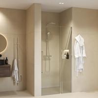 Nisdeur Sanivo Sena Met Vast Paneel Helder Glas 130x200 cm Met Montageset Chroom - thumbnail