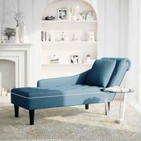 Chaise longue met kussen en rechterarmleuning fluweel blauw - thumbnail