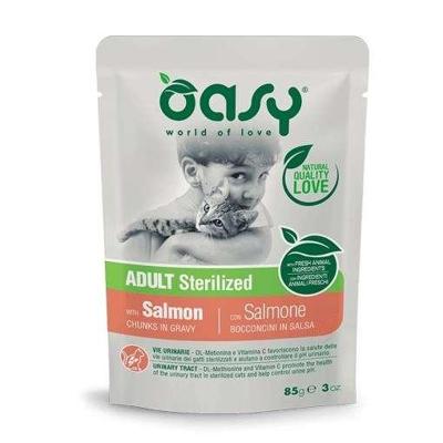 OASY Chunks in gravy Sterilized Salmon - nat kattenvoer - 85g