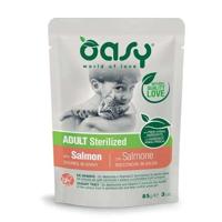 OASY Chunks in gravy Sterilized Salmon - nat kattenvoer - 85g - thumbnail