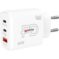 Skross Power Charger 65W PD GaN EU USB-oplader 65 W 1x USB-A, 2x USB-C USB PD Wit Binnen - thumbnail