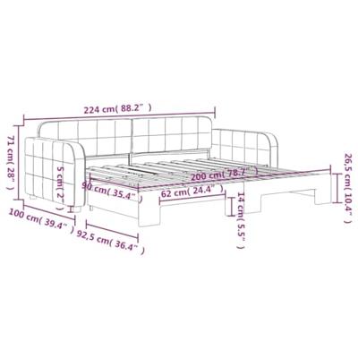 Slaapbank met onderschuifbed 90x200 cm fluweel donkergrijs