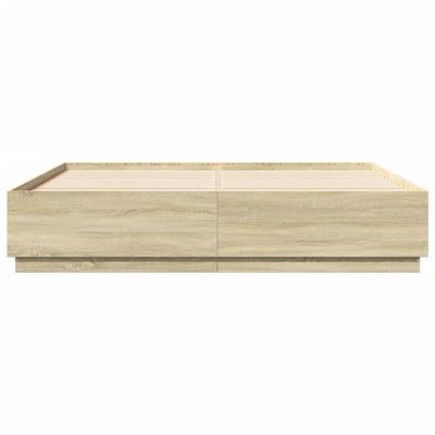Bedframe bewerkt hout sonoma eikenkleurig 200x200 cm