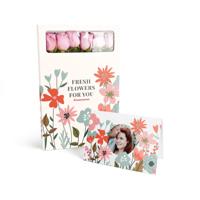 Brievenbusbloemen met persoonlijke kaart - Roze rozen - thumbnail