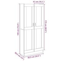 Hoge kast 82,5x30,5x185 cm bewerkt hout oud houtkleurig - thumbnail