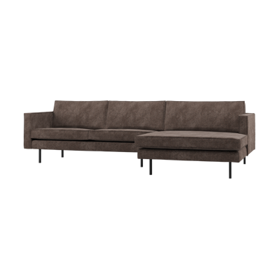 WOOOD Rodeo bank chaise longue rechts ribstof Bruin