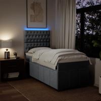 Boxspring met matras stof lichtgrijs 80x200 cm - thumbnail