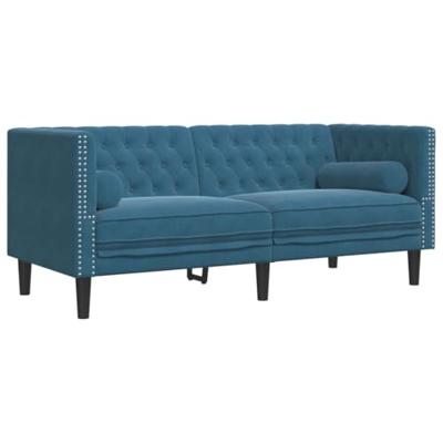 2-delige Loungeset Chesterfield met bolsters fluweel blauw