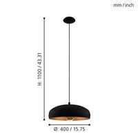 Eglo Landelijke hanglampMogano 1 40cm zwart met roodkoper - 94605 - thumbnail