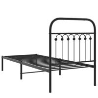 Bedframe met hoofdbord metaal zwart 80x200 cm - thumbnail