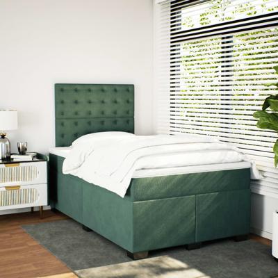 Boxspring met matras fluweel donkergroen 200x200 cm - thumbnail