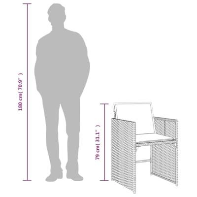 11-delige Tuinset met kussens poly rattan beige