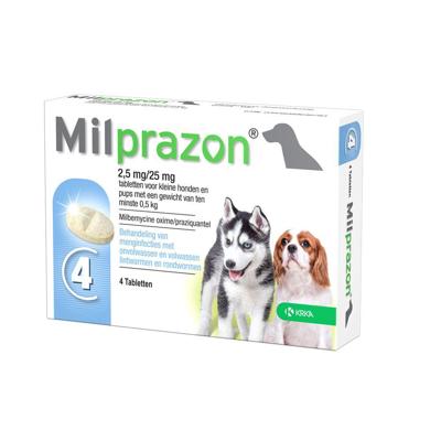 KRKA MILPRAZON ONTWORMINGSTABLETTEN HOND >0,5 KG 2,5 MG/25 MG 4 TBL