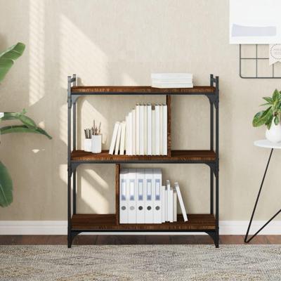 Boekenkast 3-laags 76x32x88 cm bewerkt hout bruineikenkleurig