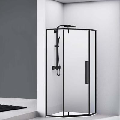 Douchecabine Van Rijn ST04 Vijfhoek Helder incl. Glasbehandeling Links of Rechts Draaiend 100x200 cm Mat Zwart Douchecabine Van Rijn ST04 Vijfhoek Helder incl. Glasbehandeling Links of Rechts Draaiend 100x200 cm Mat Zwart