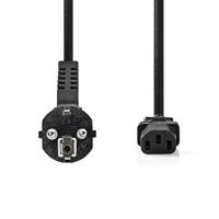 Stroomkabel | Type F (CEE 7/7) Male | IEC-320-C13 | 90° Gehoekt | Recht | Vernikkeld | 2.00 m | Rond | PVC | Zwart - thumbnail