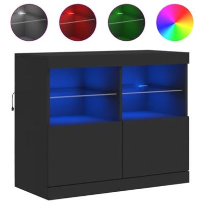 Dressoir met LED-verlichting 81x37x67 cm zwart - thumbnail