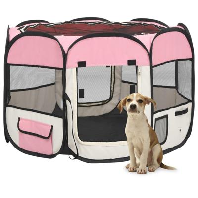 VidaXL Hondenren inklapbaar met draagtas 90x90x58 cm roze VidaXL Hondenren inklapbaar met draagtas 90x90x58 cm roze