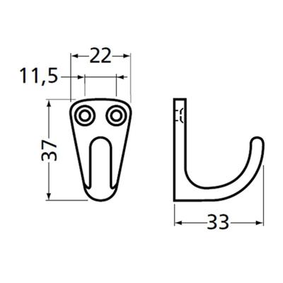 HANDDOEKHAAK ZWART (0553)