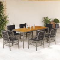 7-delige Tuinset met kussens poly rattan grijs - thumbnail