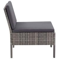 3-delige Loungeset met kussens poly rattan grijs - thumbnail