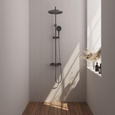 BRAUER Gunmetal Edition opbouw thermostatische regendouche SET 04 met 30 cm douchekop en 3-standen handdouche en doucheslang gunmetal geborsteld PVD BRAUER Gunmetal Edition opbouw thermostatische regendouche SET 04 met 30 cm douchekop en 3-standen handdouche en doucheslang gunmetal geborsteld PVD