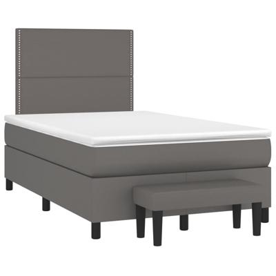 Boxspring met matras kunstleer grijs 120x190 cm