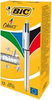 Balpen bic 4kleuren shine m zilver | 12 stuks - thumbnail