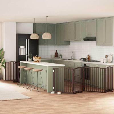 Hondenhek inklapbaar 12 panelen 960 cm populierenhout bruin