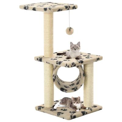 VidaXL Kattenkrabpaal met sisal krabpalen 65 cm pootafdrukken beige