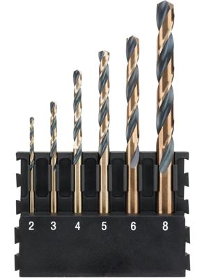 DeWalt Accessoires Houder + Black & Gold ronde schacht metaalboren | 6 stuks | 2 mm, 3 mm, 4 mm, 5 mm, 6 mm, 8 mm - DT70828-QZ - DT70828-QZ