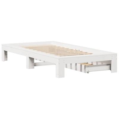 Bedframe zonder matras massief grenenhout wit 75x190 cm