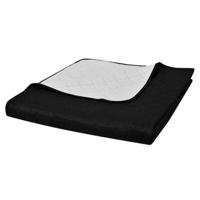 VidaXL Bedsprei gewatteerd dubbelzijdig 220x240 cm zwart/wit - thumbnail