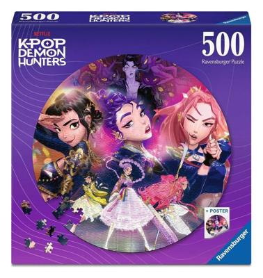 KPop Demon Hunters Round Jigsaw Puzzle For the fans! (500 Pieces)