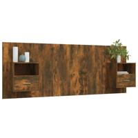 Hoofdbord met kastjes bewerkt hout gerookt eikenkleurig - thumbnail