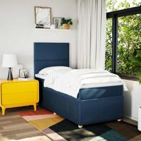 Boxspring met matras stof blauw 100x200 cm - thumbnail