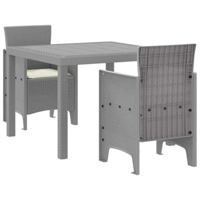 Tuin Eetset 3 pcs Lichtgrijs 100 x 100 x 73 cm Kunststof