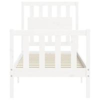 Bedframe met hoofdbord massief hout wit - thumbnail