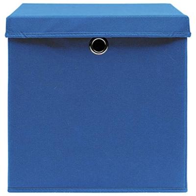 VidaXL Opbergboxen met deksel 10 st 32x32x32 cm stof blauw