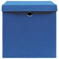 VidaXL Opbergboxen met deksel 10 st 32x32x32 cm stof blauw - thumbnail