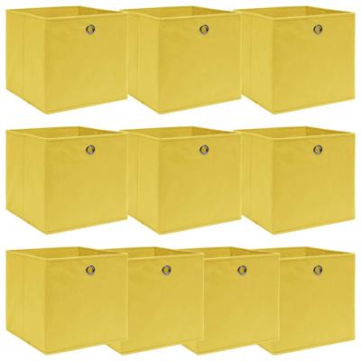 VidaXL Opbergboxen 10 st 32x32x32 cm stof geel