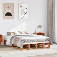 Bedframe zonder matras massief grenenhout wasbruin 160x200 cm - thumbnail